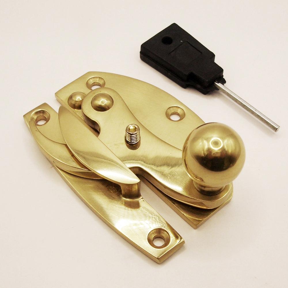 TWC008L/PB • Locking • Polished Brass • Forged Heavy Classic Claw Sash Fastener